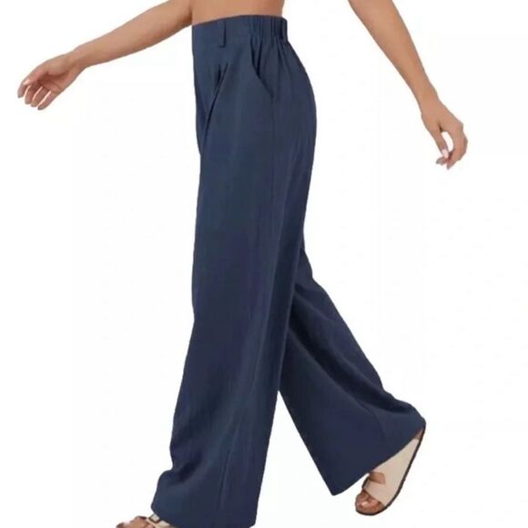 Halara High Waisted Plicated Side Pockets Wide Leg Waffle Pant Large NEW - Picture 6 of 10